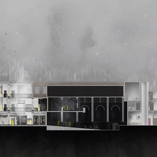 Artwork of the inside of a building