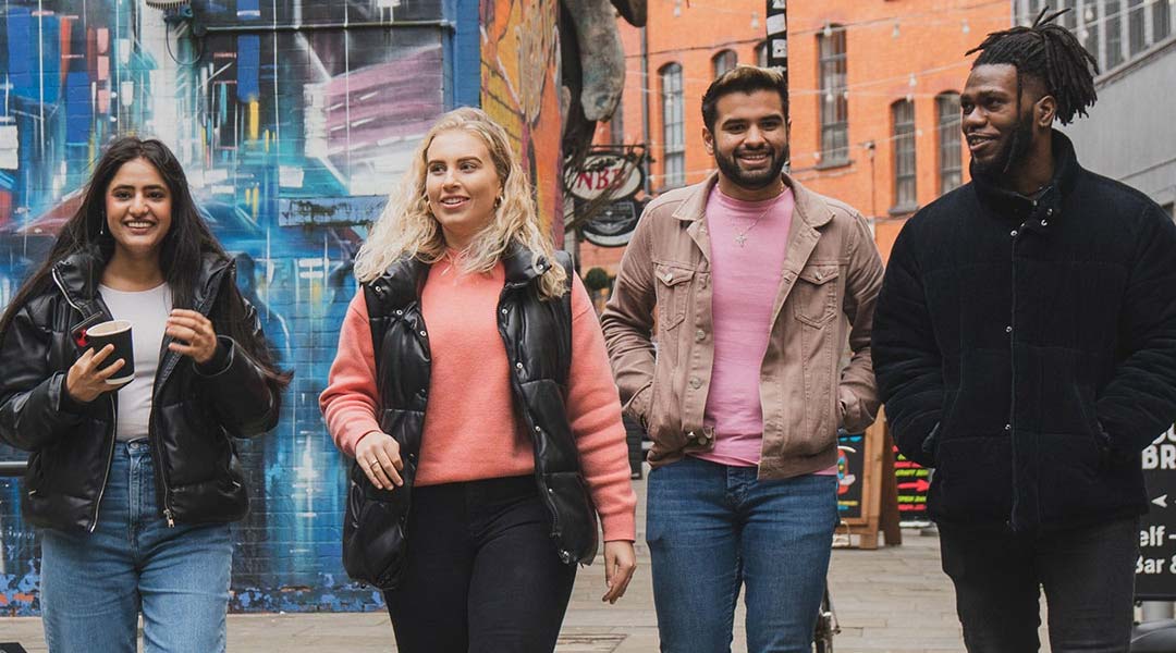 Students walking in Digbeth, Birmingham