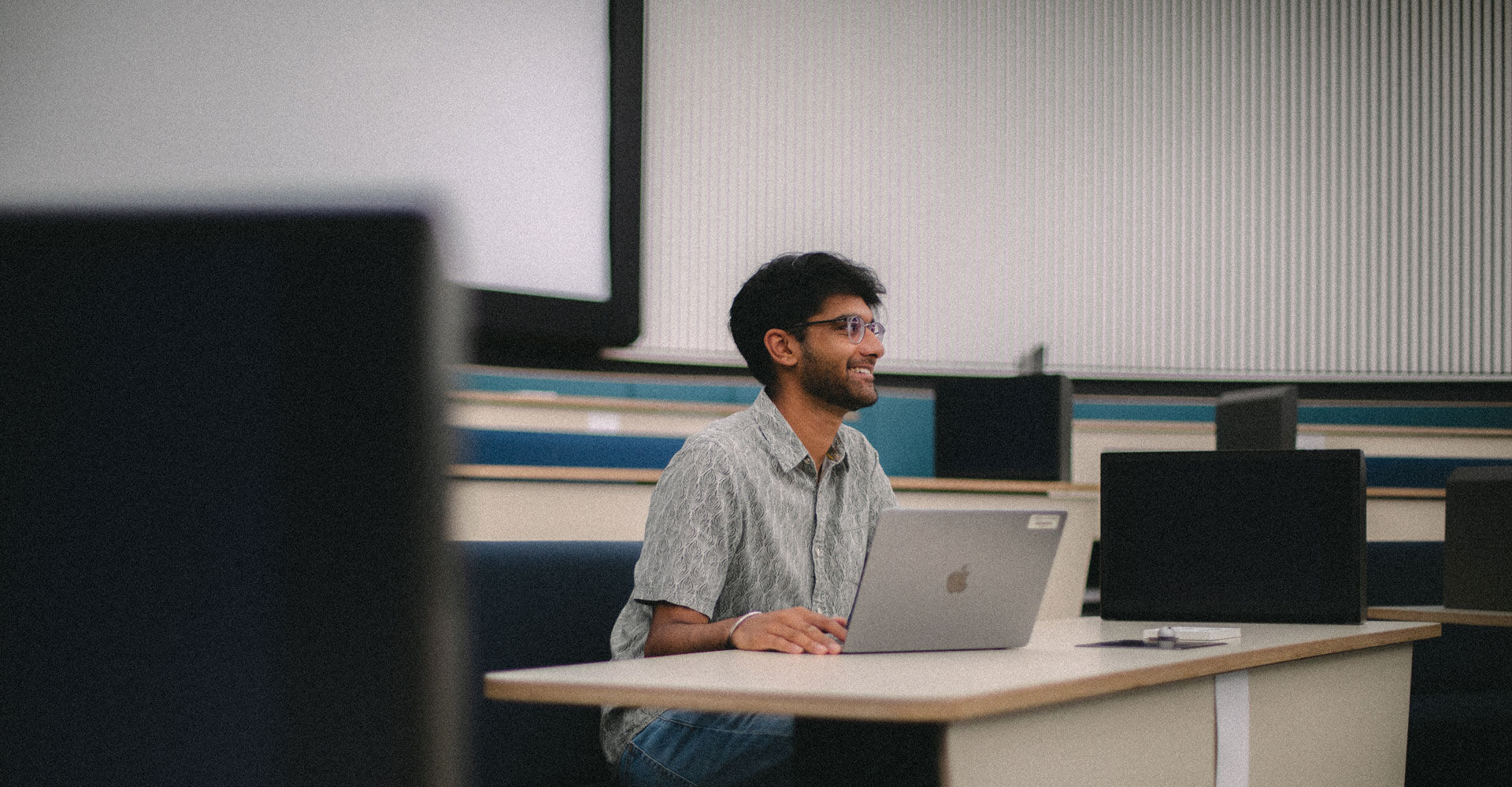 Student in a lecture theatre