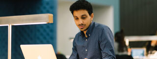 Lecturer at a desk