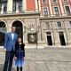 Jan Loeffler and Aurora Chan stood outside historic building in Vienna