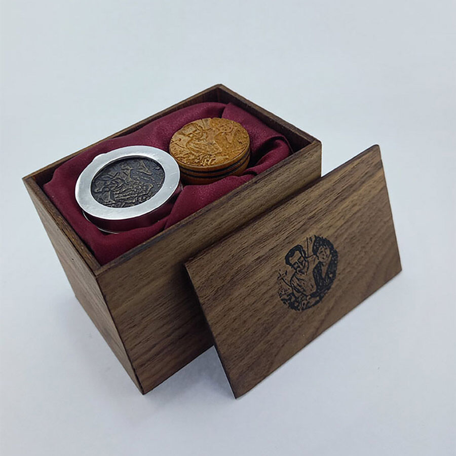 Jewellery and Objects student work -- discs in wooden box