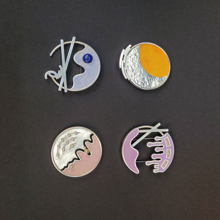Jewellery and Objects student work -- four brooches
