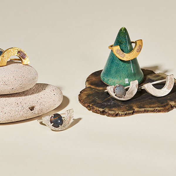 Jewellery and Objects student work -- gold and silver jewellery