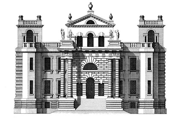 Architectural drawing of 18th century house Seaton Delaval Hall