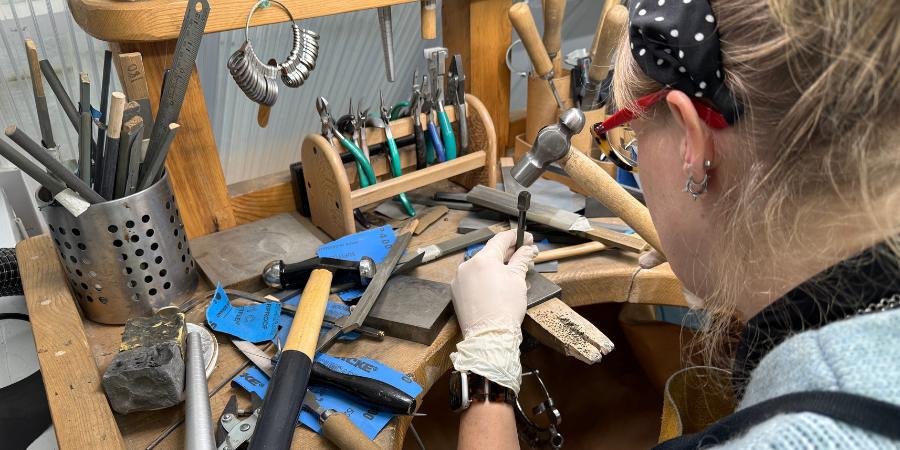 Birmingham School of Jewellery graduate Julia Usher hard at work.