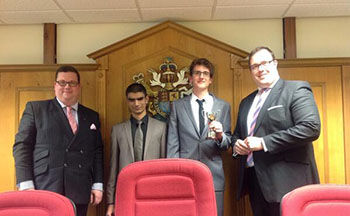 Ali Kazi (second left) and Jack Wilson (third left) with the judges
