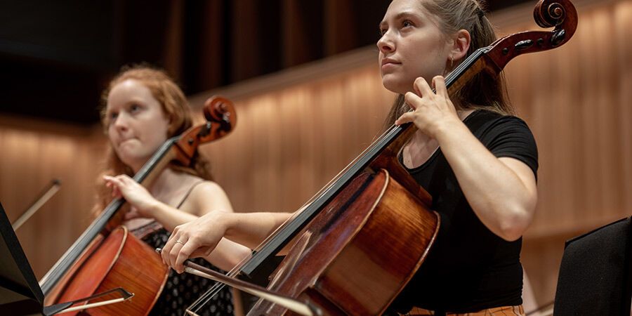 Two Junior Conservatoire students playing cello