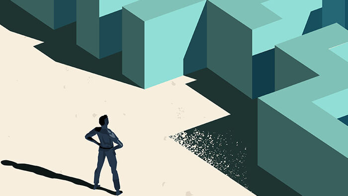 Image of person standing at the mouth of a labyrinth