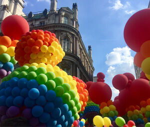 Gay pride parade in european city