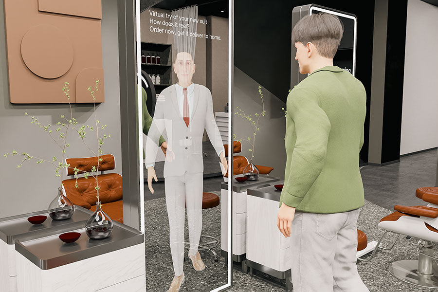 Virtual dressing room mirror