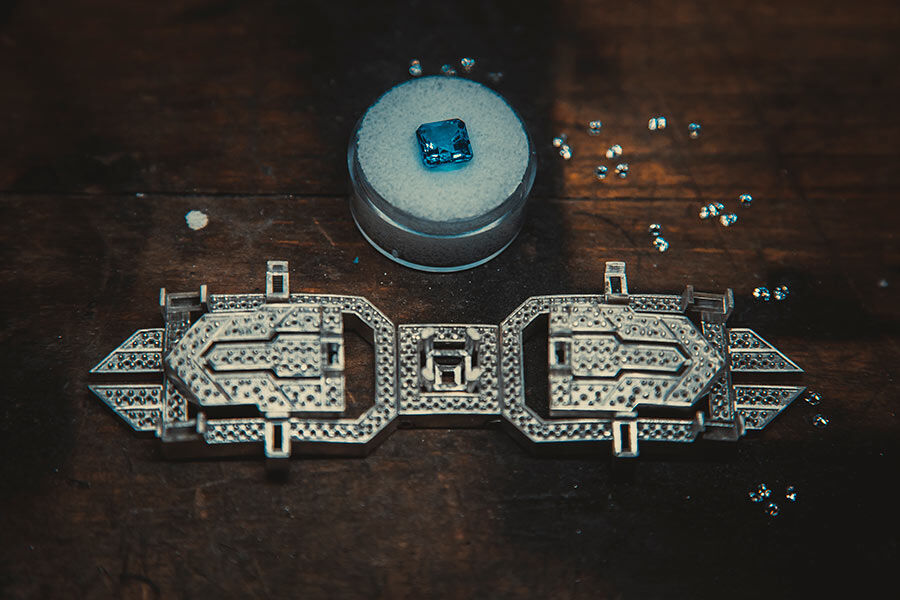 Jewellery and Silversmithing HND student work of silver accessories