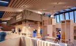 A depiction of a library room