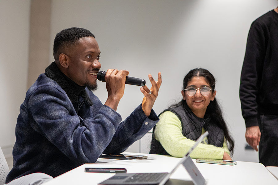 MA Design Management interactive session - student speaking