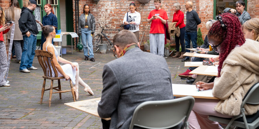 A life-drawing workshop held at Birmingham Back to Backs