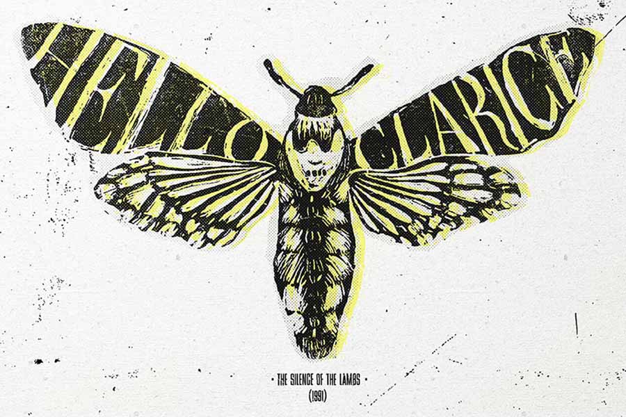 Graphic design student work - Silence of the Lambs moth artwork