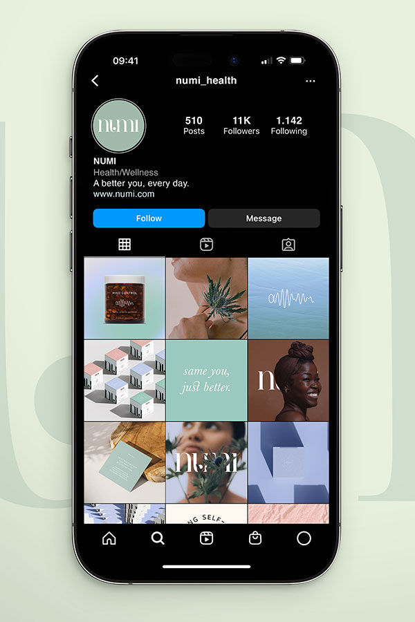 Graphic design student work - Numi health and wellness app