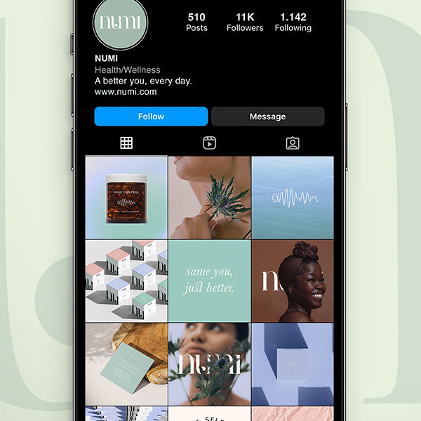 Graphic design student work - Numi health and wellness app