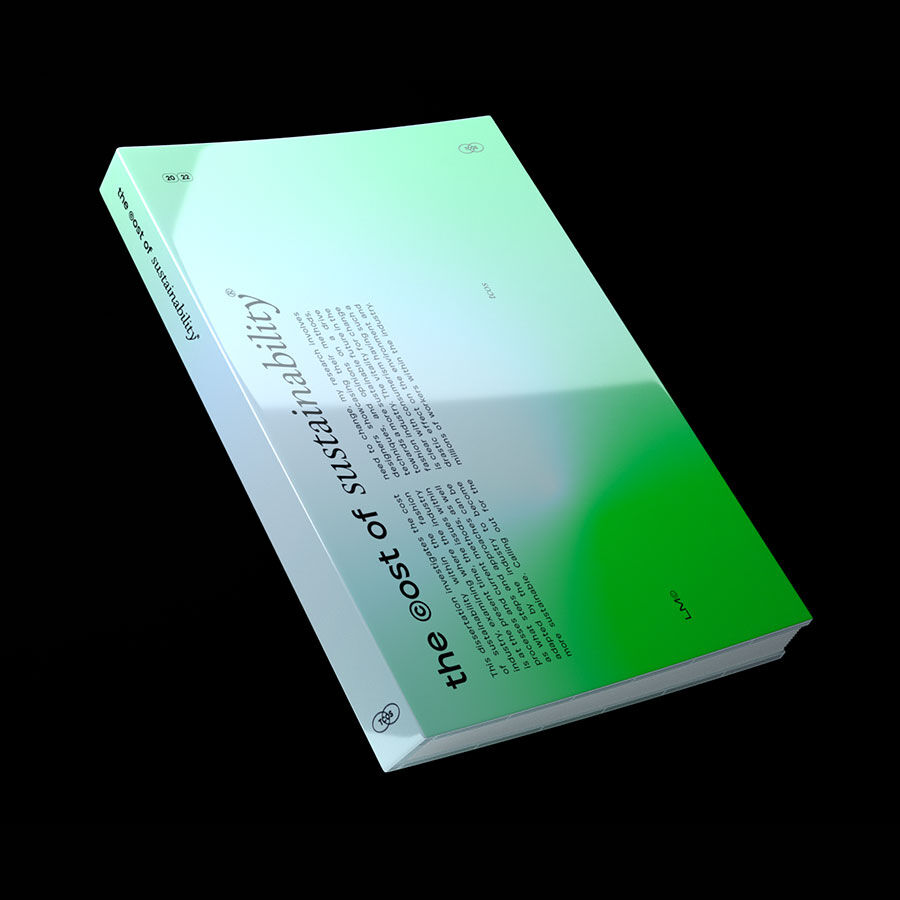 Graphic design student work - The Cost of Sustainability book cover