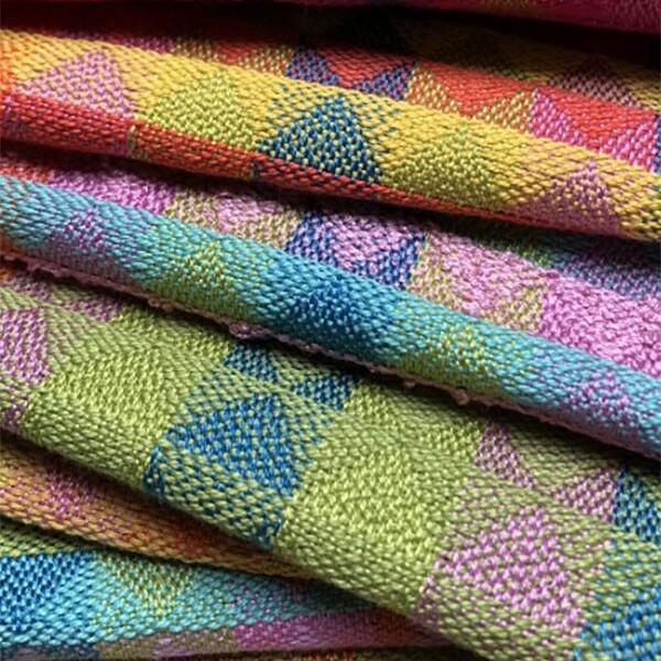 Multicolour woven fabric with triangle design from MA Textile and Surface Design