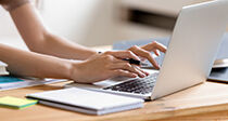 Person making application on computer