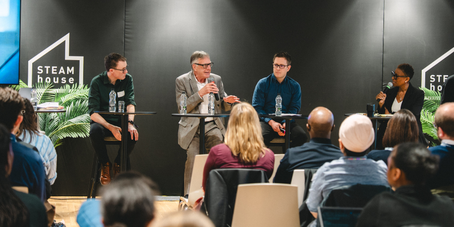 Photo L-R: Associate Professor Paul Bradshaw, Cllr Rob Pocock, Graeme Brown, Nikki Tapper MBE