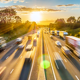 Vehicles travelling high speed down a motorway