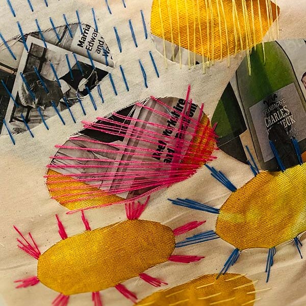 Patches with loose stitching over from MA Textile and Surface Design