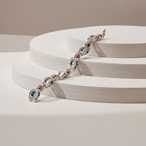 Jewellery and Silversmithing HND student work of silver bracelet with jewels