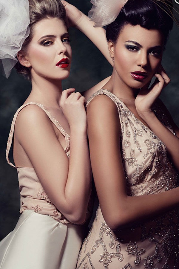 Photography portrait piece of two people in formal outfits