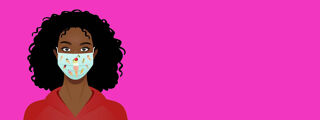 Illustration of girl wearing face mask with ice cream pattern
