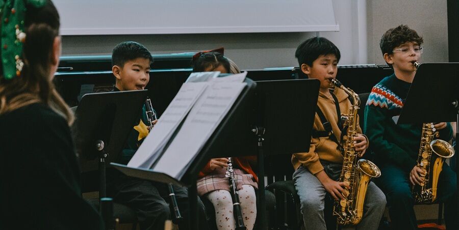 Young musicians play as part of RBC's Primary Winds Programme