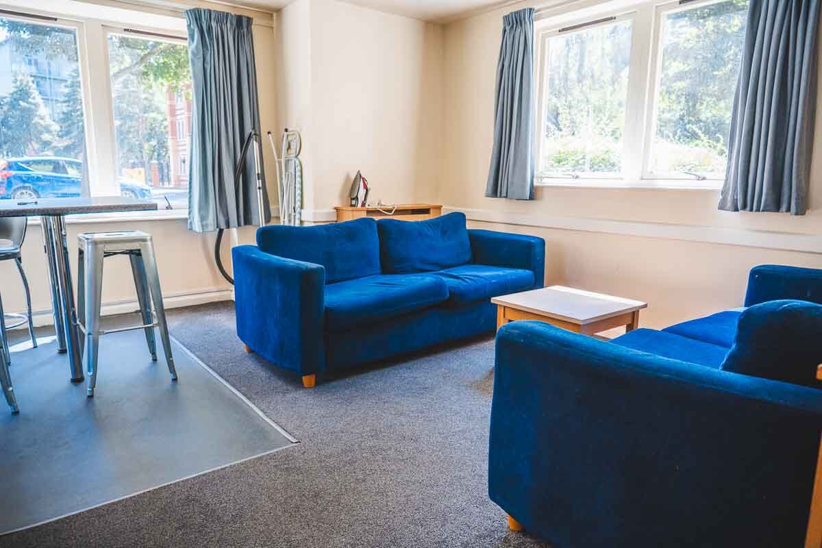 Queen's Hospital Close student accommodation living area