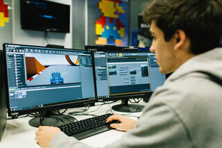 Student working on a game in BCU computer lab