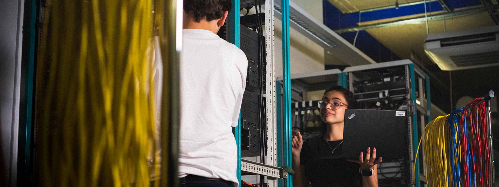 Computing students working