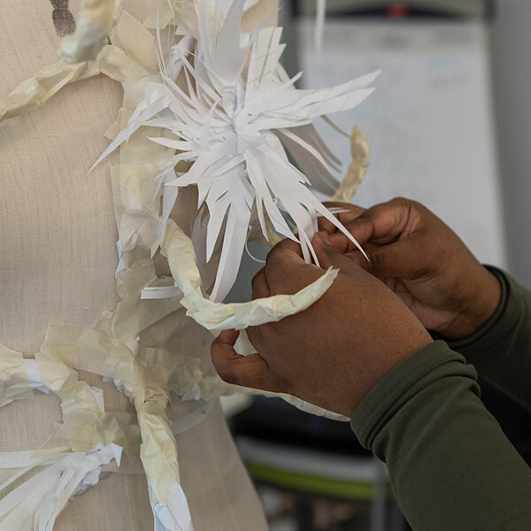 Student styling accessory on mannequin