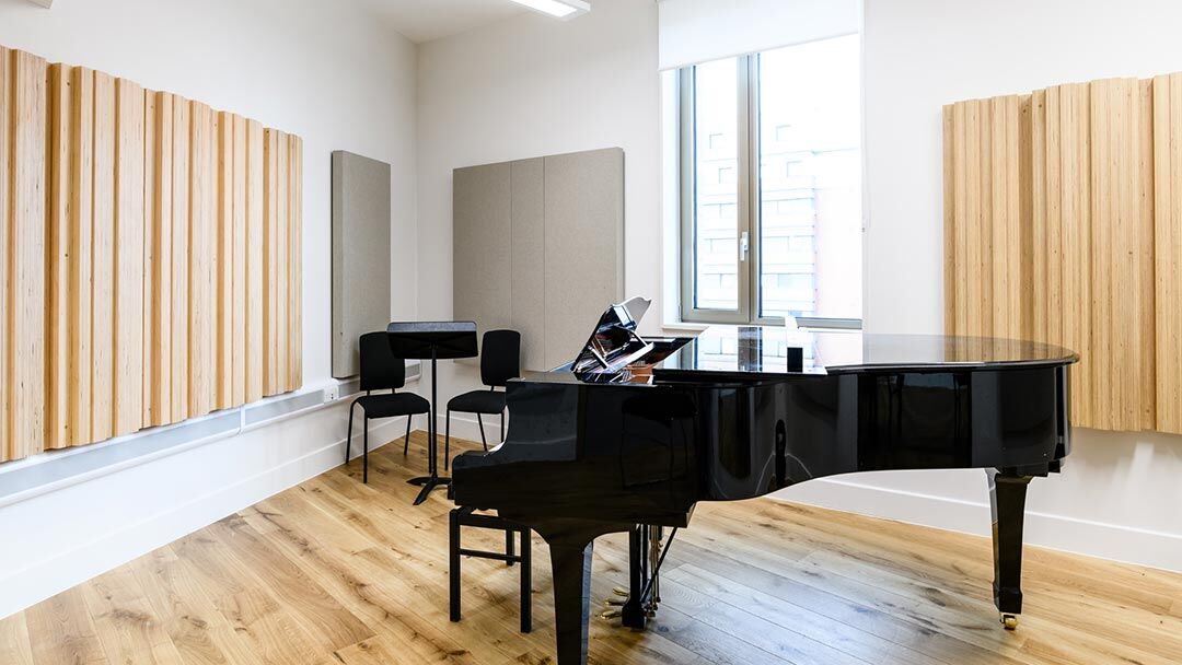 Piano in Royal Birmingham Conservatoire rehearsal room