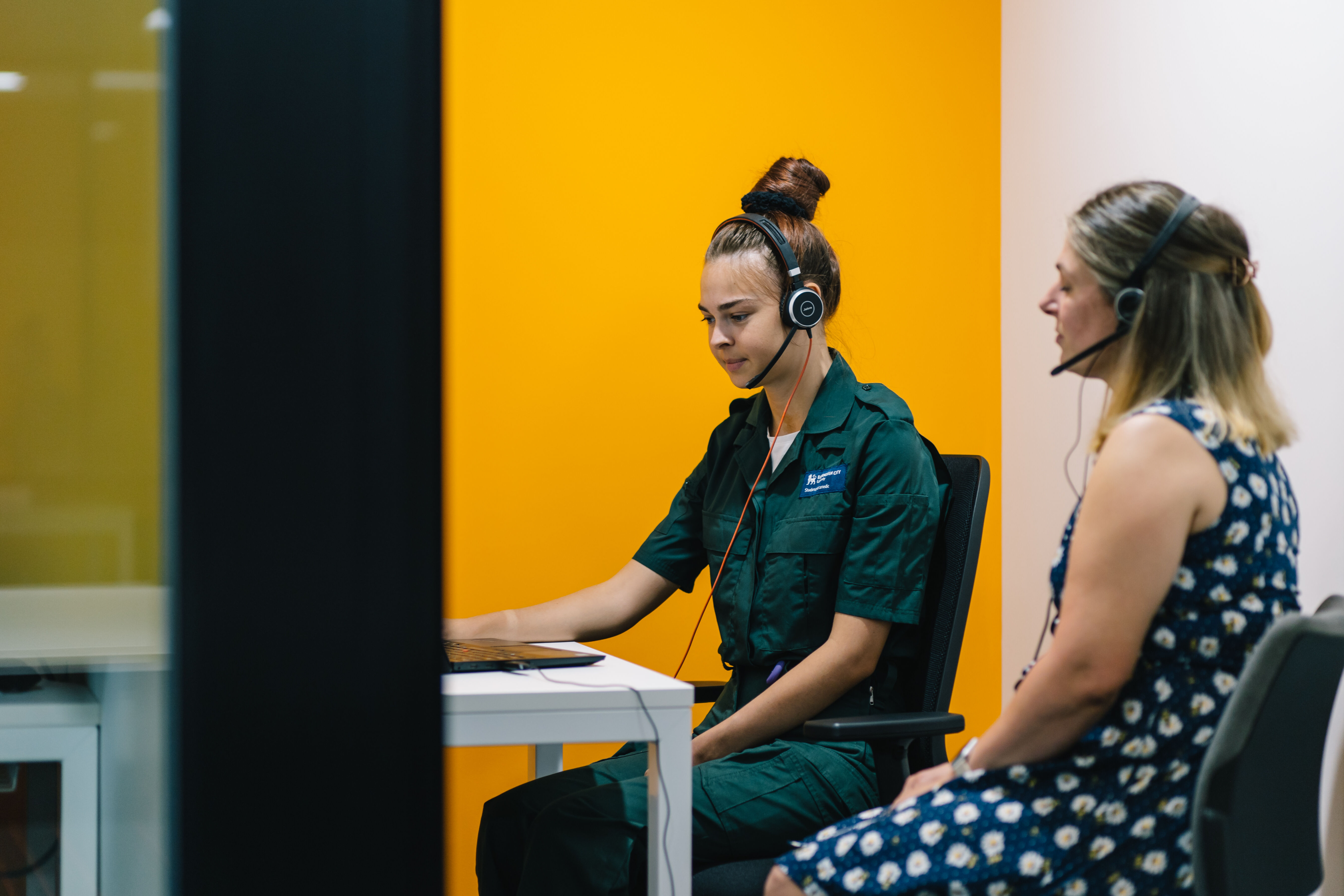 Healthcare workers talking