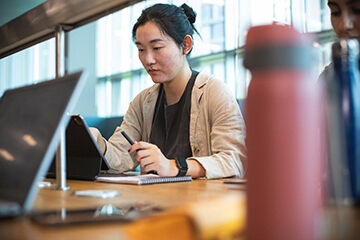 student at a computer