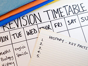 Revision timetable and books