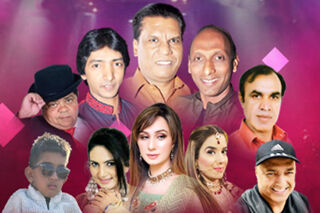 Montage of South Asian comedians