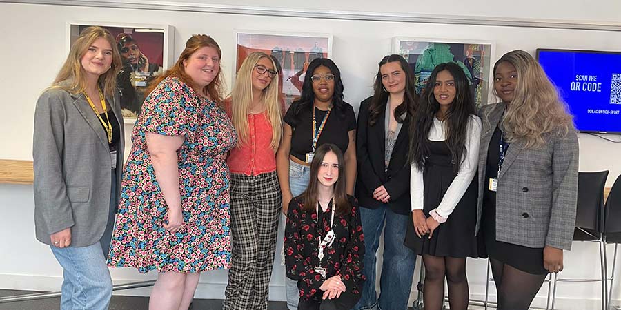 Students attending PR event for Shark Beauty