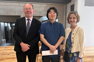 Stephen Maddock, CBSO Conductor Kazuki Yamada and RBC Head of Woodwind Jenni Phillips