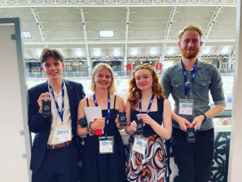 BCU School of Jewellery graduates (L:R) Chris Lewis, Augusta Lazenby, Elan Rowlands and Adam Fisher. BCU School of Jewellery graduates (L:R) Chris Lewis, Augusta Lazenby, Elan Rowlands and Adam Fisher.