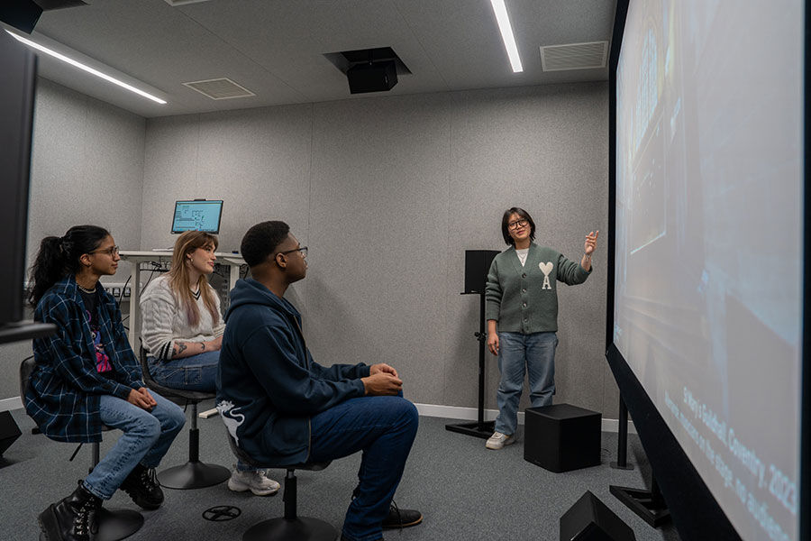 Students receiving lecture in the SoundLab