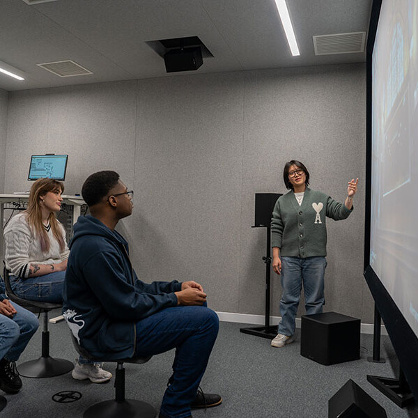 Students receiving lecture in the SoundLab