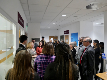 Samantha Gargaro Director of Birmingham City University (BCU) Law Clinic, speaking in front of attendees at the launch event for the new partnership between the university and legal charity Support Through Court Samantha Gargaro Director of Birmingham City University (BCU) Law Clinic, speaking in front of attendees at the launch event for the new partnership between the university and legal charity Support Through Court