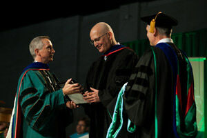 Professor Stuart Brand receives an honorary degree at Northwest Missouri State University