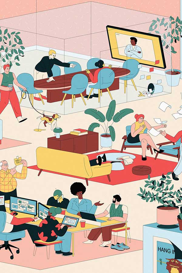 Student work - cartoon of office scene