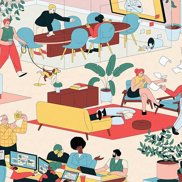 Student work - cartoon of office scene